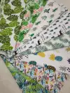Cotton and linen printed checkered cat head details Picture